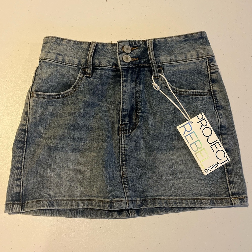 Project Rebel Denim Mini Skirt - Medium Wash Blue